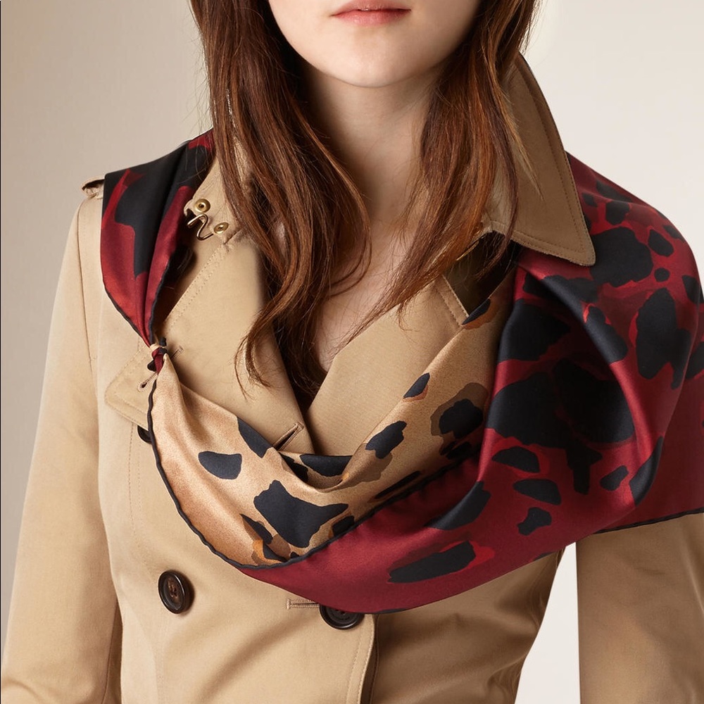 Burberry Silk Reversable Scarf Animal Print